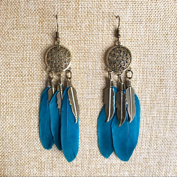 Bohemia Feather Long Design Dream Catcher Earrings - Picture 3 of 5